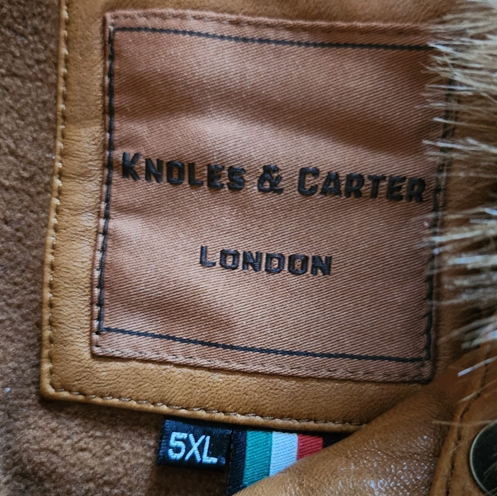 KNOLES CARTER CHESTNUT BROWN ITALIAN LAMBSKIN COAT BOMBER - Picture 2 of 10